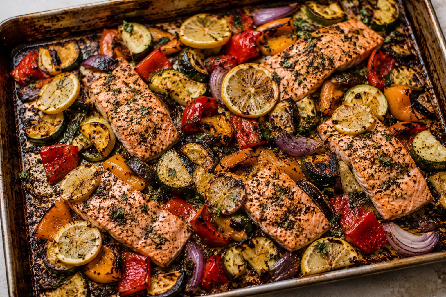Mediterranean Sheet Pan Salmon