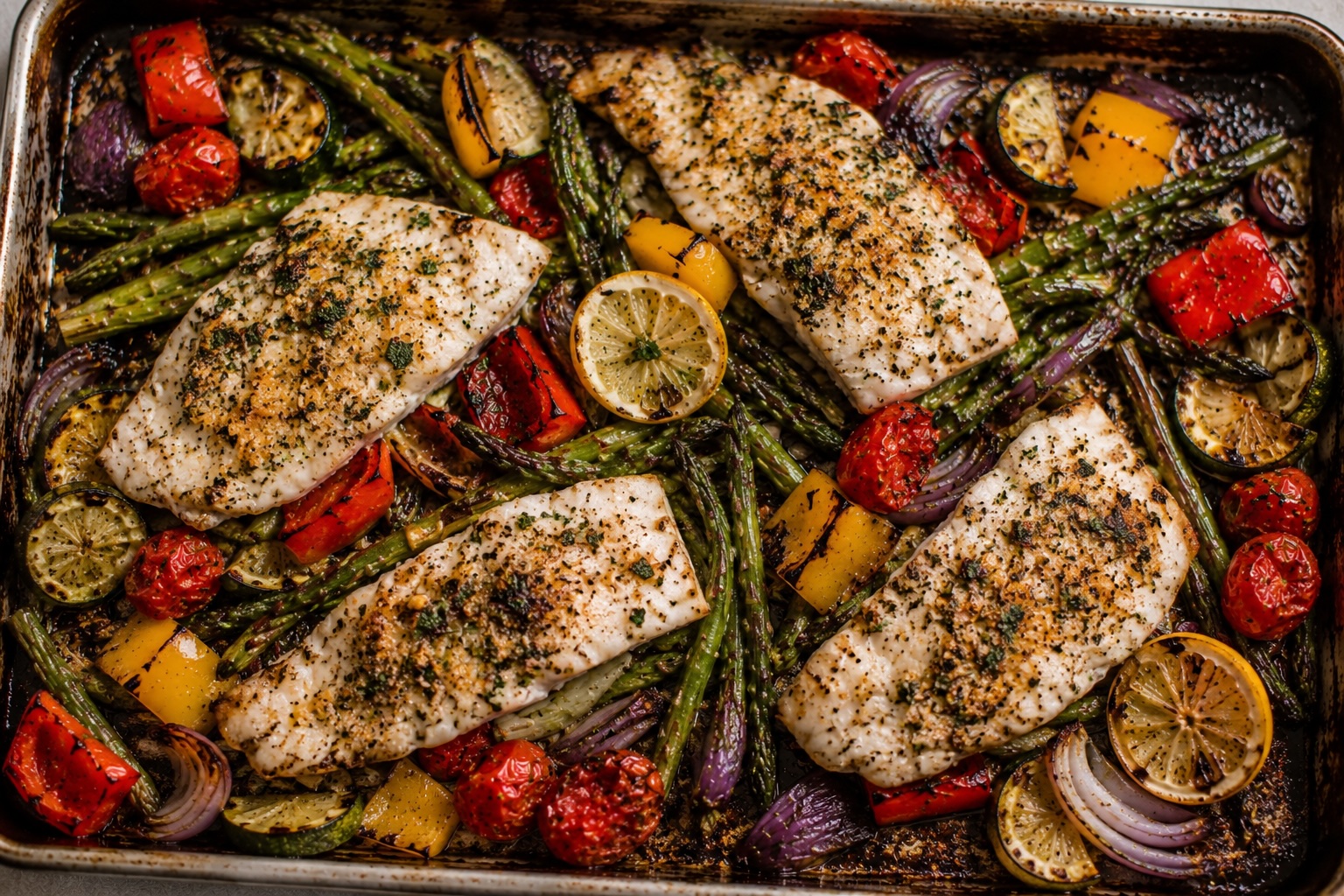 Parmesan Herb Cod and Asparagus